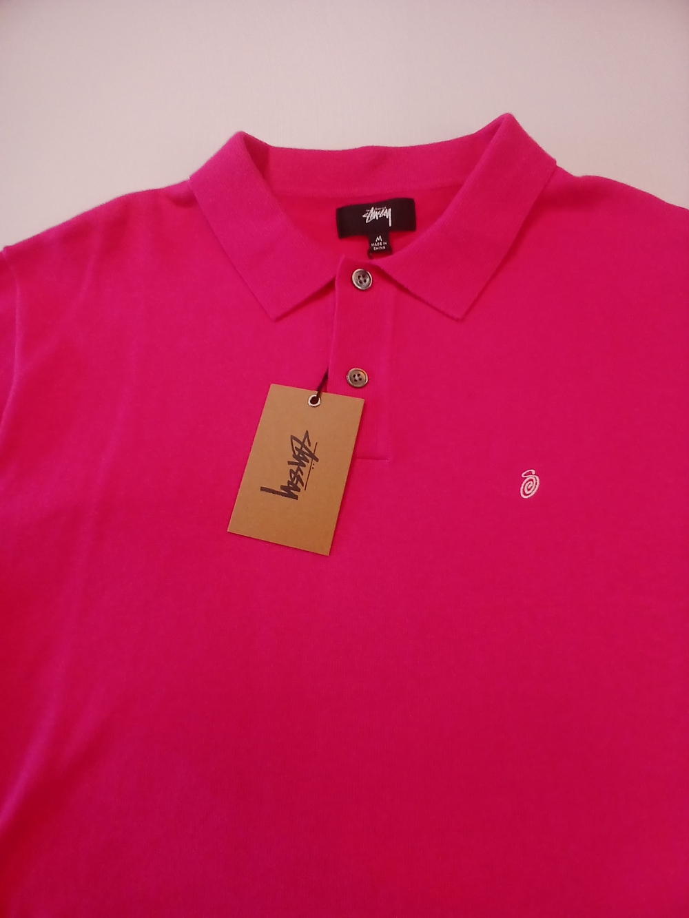 Stussy Men’s Hot Pink Polo Shirt - Picture 2 of 12